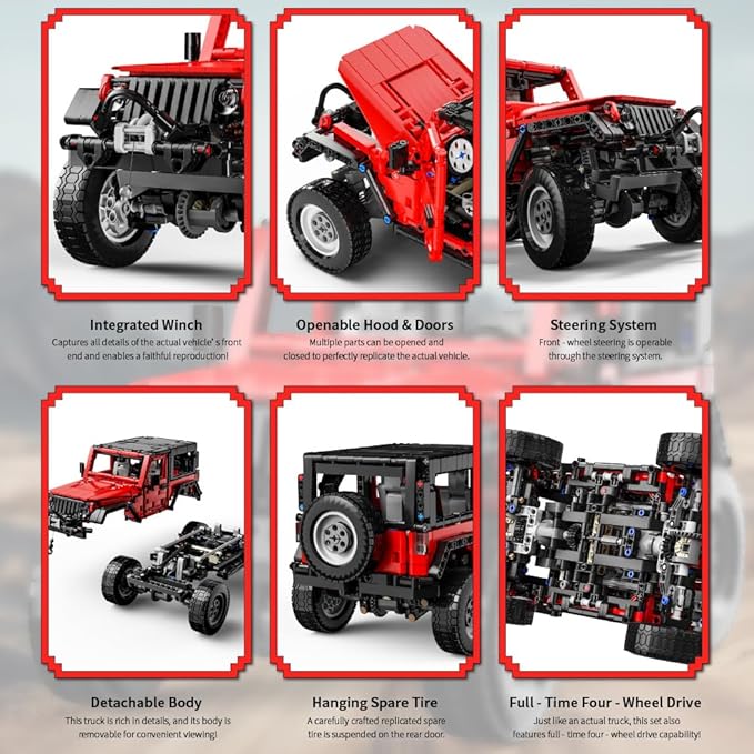 RiceBlock Off-Road Vehicle Model Building Setfor Adult Challenging, Car Building Toys Boys Aged 8 and Above, 1287 Pieces