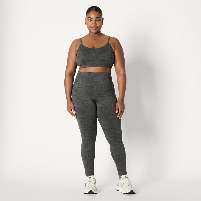 Amazon Essentials Women's Active FormFlex Buttery Soft Light Support Heathered Spaghetti Strap Yoga Sports Bra