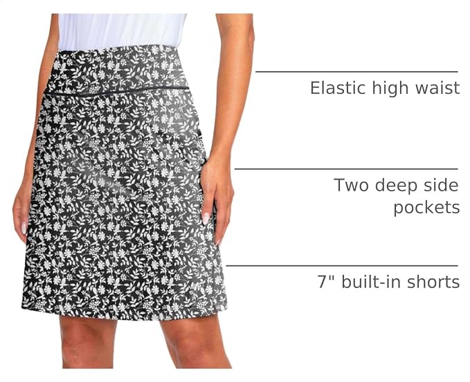 Women's 20" Knee Length Skorts Skirts UPF50+ Athletic Tennis Golf Skirt for Women Casual Summer Skirts