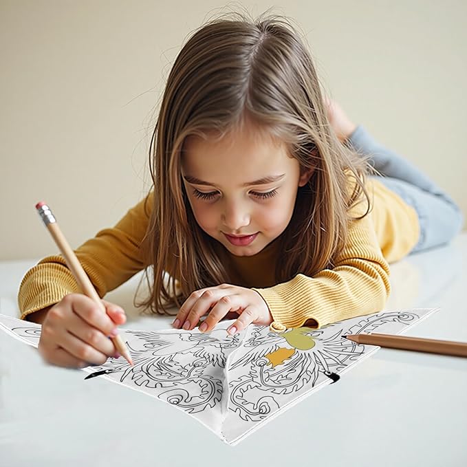DIY Kids Color Filled Kites with Swivel Line,Colorful Life Painting Kite for Kids & Adults,Easy to Fly Kite Outdoor Park Grassland Activities