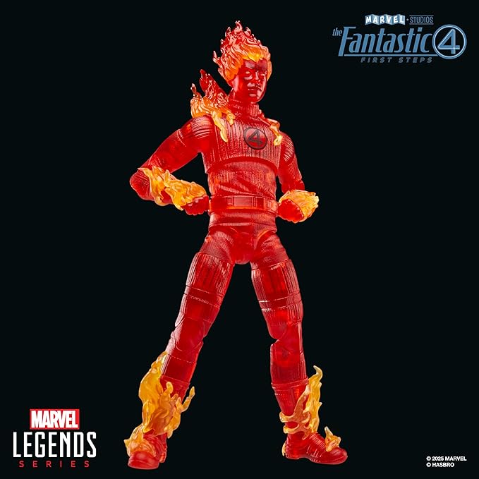Marvel Legends Series Human Torch, The Fantastic Four: First Steps Johnny Storm Movie Collectible 6 Inch Action Figure Toy