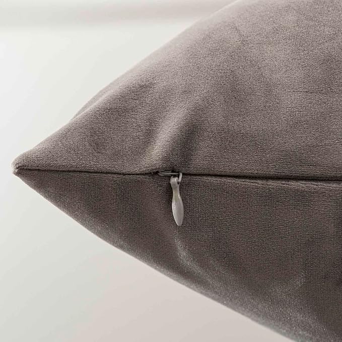 12x20 Throw Lumbar Pillow Covers Decorative Cushion Covers Set of 2,Ash | Soft Velvet Pillow Cases with Invisible Zipper for Modern Couch Sofa Bed Living Room Bedroom Home Decor