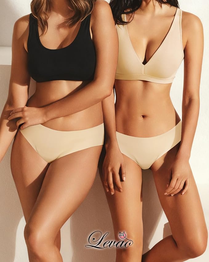 LEVAO Seamless Thongs for Women Invisible Toe Thong No Show Camel Proof Underwear Thong Panty Liners Workout G-Strings