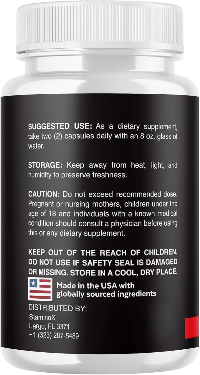 Valdivia (5 Pack) Staminox Capsules, Official Staminox Support Supplement Pills Reviews (300 Capsules)