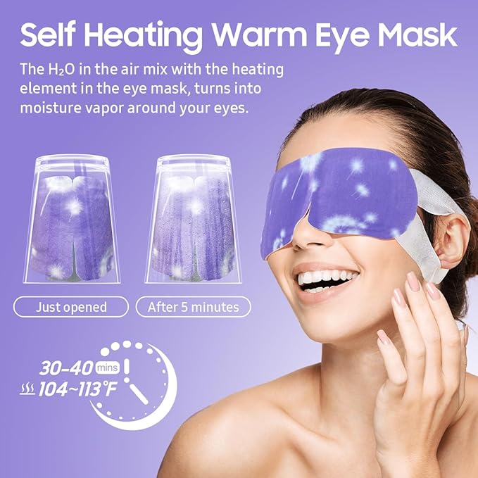 BeHoomi Steam Eye Mask, 10Packs Heated Eye Mask, Self Heating Disposable SPA Warm Compress for Eyes Sleep Mask, Travel Essentials & Relaxation Gifts for Women, Mothers Day Gifts (Lavender Scent)