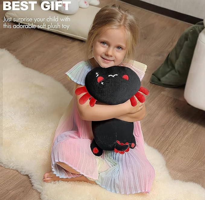 Onsoyours Cute Axolotl Plush, 19" Soft Large Stuffed Animal Salamander Big Plush Pillow, Kawaii Plushie Toy for Kids (Black Axolotl A, 19")