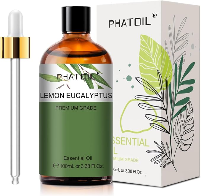 Lemon Eucalyptus 3.38fl.oz Essential Oil, PHATOIL Aromatherapy Essential Oils for Diffuser, Humidifier, Perfect for DIY Soap, Candle, Bath Bombs Making(100ml)