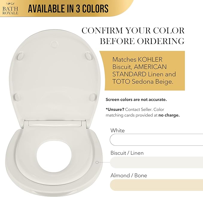 BATH ROYALE Potty Training Seat - Soft Close, Kingsport BR720-01, Round Biscuit/Linen, Adult & Child