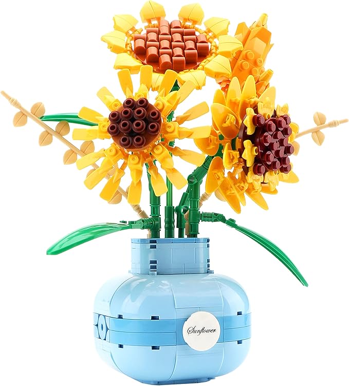 Sunflower Building Blocks Set Flower Bouquet with Vase for Adults Building Toys for Girls Boys Home Decor - 559PCS 12+