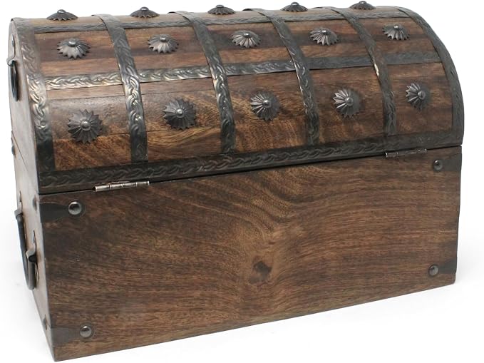Treasure Chest Keepsake and Decorative Wood Box - Storage Box (XX-Large 13x8x8.75)