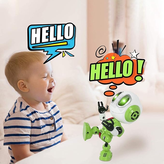 Talking Robot for Kids Toy - Mini Robot Toys That Repeats What You Say, Robots Toys for 4 5 6 Year Old Girls and Boys, Stocking Stuffers for Boys and Girls (Green)