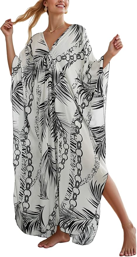 Mumu Dresses for Women Plus Size, Bohemian Kaftan Beach Cover Up Long Maxi Nightgown Soft Loungewear