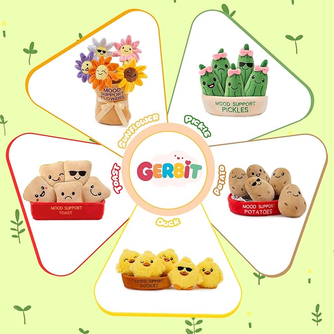 Mood Support Stuffed Animals Pickles: 5 Squishy Plushie Pickles in Basket | Emotional Relief Cute Plush Pickle Stuffed Toy | Christmas Stocking Stuffers, Valentine's Day & Birthday Gifts for Adults