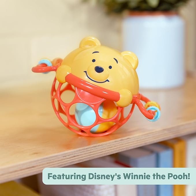 Bright Starts Disney Baby Winnie The Pooh Jingle & Shake Rattle Toy by with Easy-Grasp Oball Technology, Unisex, Newborns & Up
