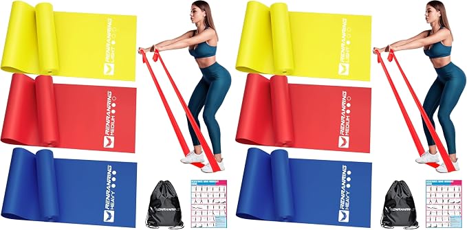Resistance Bands for Working Out, Exercise Bands for Physical Therapy, Stretch, Recovery, Pilates, Rehab, Strength Training and Yoga Starter Set