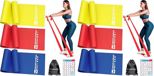 Resistance Bands for Working Out, Exercise Bands for Physical Therapy, Stretch, Recovery, Pilates, Rehab, Strength Training and Yoga Starter Set
