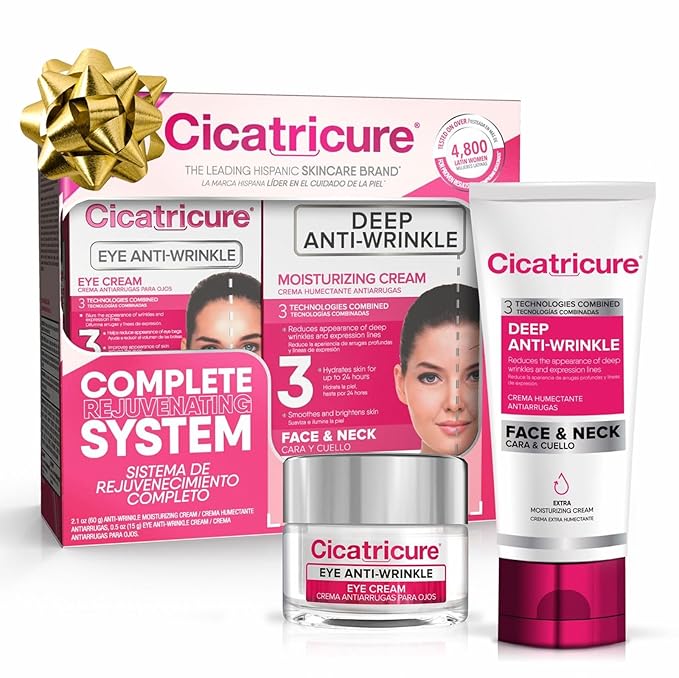 Cicatricure Deep Anti-Wrinkle Kit with Eye Cream and Face & Neck Cream, Wrinkle Cream System with Face Moisturizer and Neck Cream, Daily Care for Wrinkle-Prone Skin, Skincare Gift Set, 2 Count