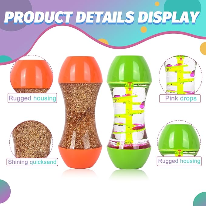 FKYTION Liquid Motion Bubbler 2-Pack, Colorful Sensory Toys, Classroom Learning & Time Management Supplies Home or School Desktop Toys (Style 2-2 Pieces)