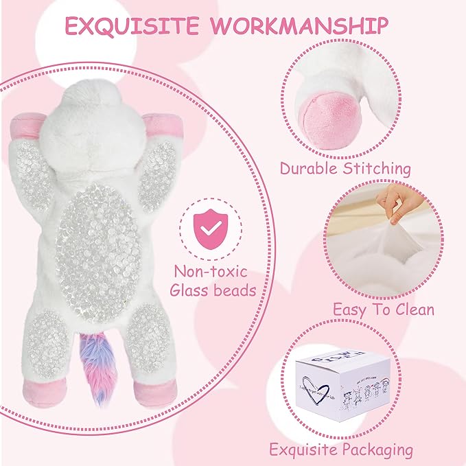 Weighted Stuffed Animals Unicorn - 20.5" Cute Toy Pillow Plushie Gifts for Kids Boys Girls & Adults, 3 lbs Ultra-Soft Washable Plush Pillowfort