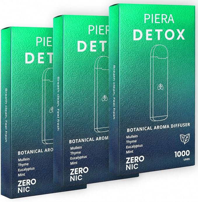 PIERA Botanical Aroma Diffuser Set, Plant-Based Botanical Scent, Non-Electronic Personal Fragrance Accessory, Detox, Sleep & Energy, 3 Sticks, 1 Pack (3, Detox)