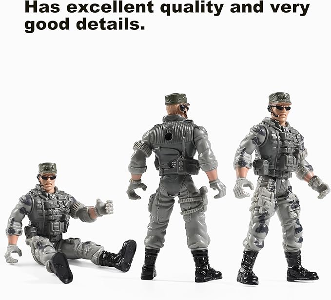 US Army Men and SWAT Team Toy Soldiers Action Figures with Military Weapons Accessories for Kids Boys Girls,12Pcs