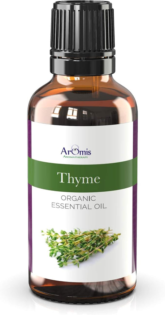 ArOmis Organic Thyme Essential Oil - 100% Pure Therapeutic Grade - Undiluted, Premium Oil - 150 Micron Filtered, Perfect for Aromatherapy Diffusers (30ml / 1 fl oz)