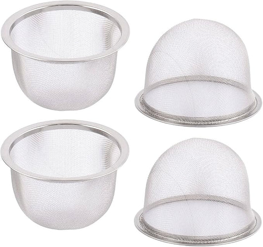 uxcell 4pcs Stainless Steel Mesh Tea Leaves Stainer Teapot Screen 3.1 Inch for Straining Teas and Cocktails or Sifting Flour Sugar Spices and Herbs Silver Tone