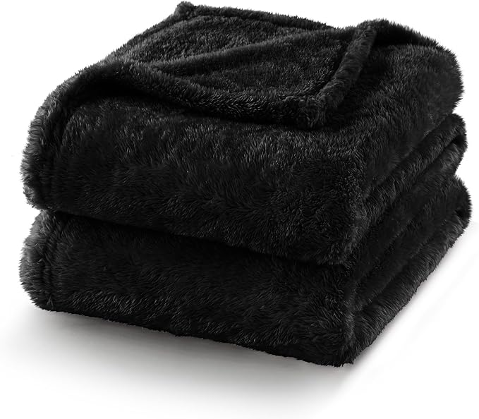 Exclusivo Mezcla Fuzzy Plush Fleece Bed Blanket King Size, Black | 104x90 Inches, Super Soft and Cozy Bed Blanket, Fluffy Decorative Bedding for Livingroom, Bedroom, All Season