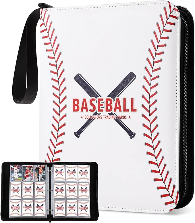 GEAGMAGC Baseball Card Binder with Sleeves 900 Pockets, Gifts for Baseball Card Collectors, Trading Card Holder Compatible with Topps Card, 50 Sleeves Card Album Card Storage Organizer