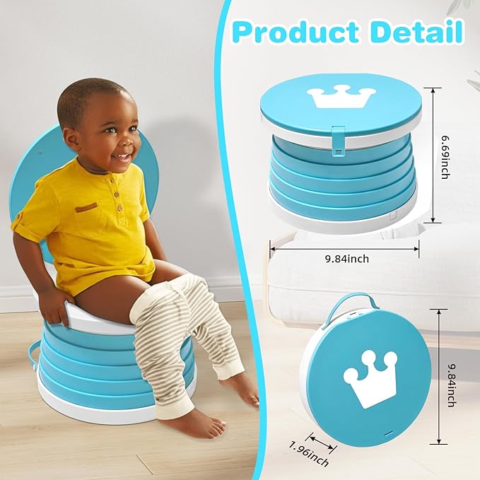 2025 Upgraded Portable Potty Training, Foldable Toilet,Travel Potty for Toddler, Apply to Seat Emergency Toilet for Camping, Outdoor, Car, Indoor, Including 3 rolls of garbage bags (Blue)