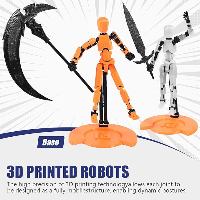 6-Pack T13 Action Figure Set (Assembly Completed), 3D Printed Dummy Action Figure Weapon Gestures Accessories with Stand, Figura de acción t13