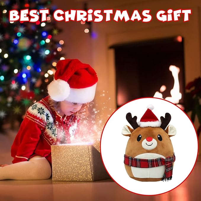 Milu Deer Plush Toy Milu Deer Stuffed Animal Cute Christmas Milu Deer Plushies Pillow Soft Plushie Doll Gifts for Kid Decor, Christmas Milu Deer Plush(11 Inch)