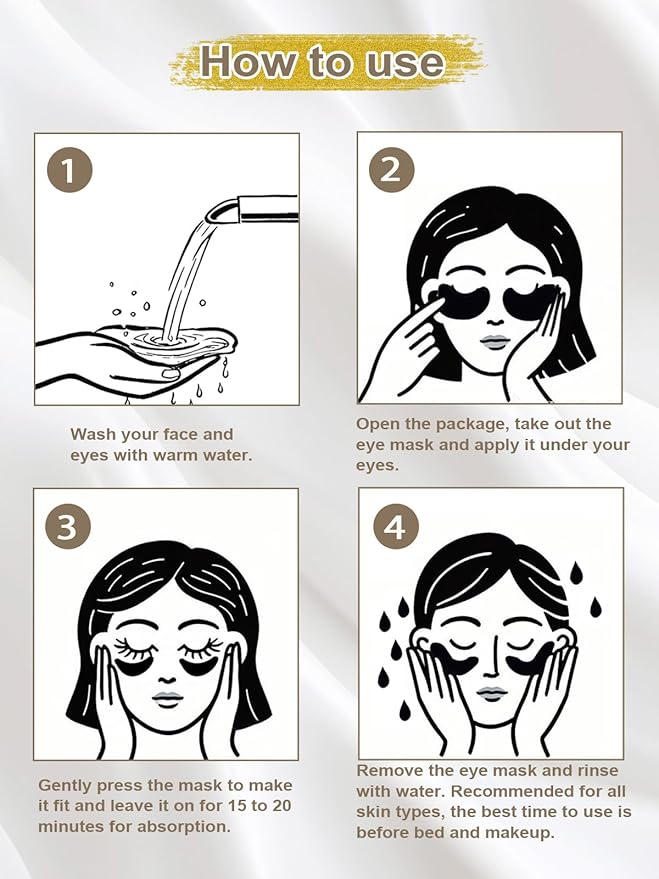 Gold Eye Mask,20 Pairs Golds Eyes Patches,Collagen Moisten Gold Eye Patches for Puffy Eyes,Reduce Dark Circles,Bags,Wrinkles,Under the Eye Self Care