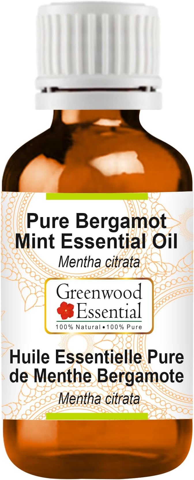 Greenwood Essential Bergamot Mint Essential Oil (Mentha citrata) Pure | Non-Sticky | Non-Greasy | Lightweight | Men & Women | All Skin Types | Steam Distilled 50ml (1.69 oz)