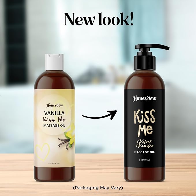 Vanilla Sensual Massage Oil for Couples - Relaxing Full Body Massage Oil for Date Night with Moisturizing Coconut and Sweet Almond Oil - Vegan Non Staining Non Greasy Silky Smooth Gliding Formula