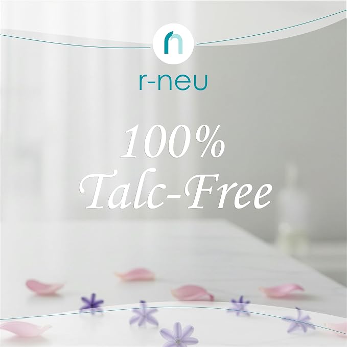 R-NEU 2 Pack Body Powder for Women with Powder Puff, 100% Talc-Free, Elegant Rose Petal Scented Dusting Powder, After Bath for Soft Skin, Extra Large, (10oz)
