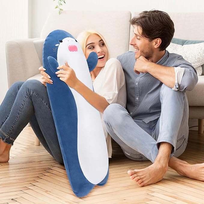 Large Shark Plush,33.5" Cute Plushies Long Shark Stuffed Animal,Weighted Shark Plush Toys,Cuddly Sleeping Hugging Pillows, Soft Giant Body Pillow,Shark Plushy Gift at Birthday Kids Adults