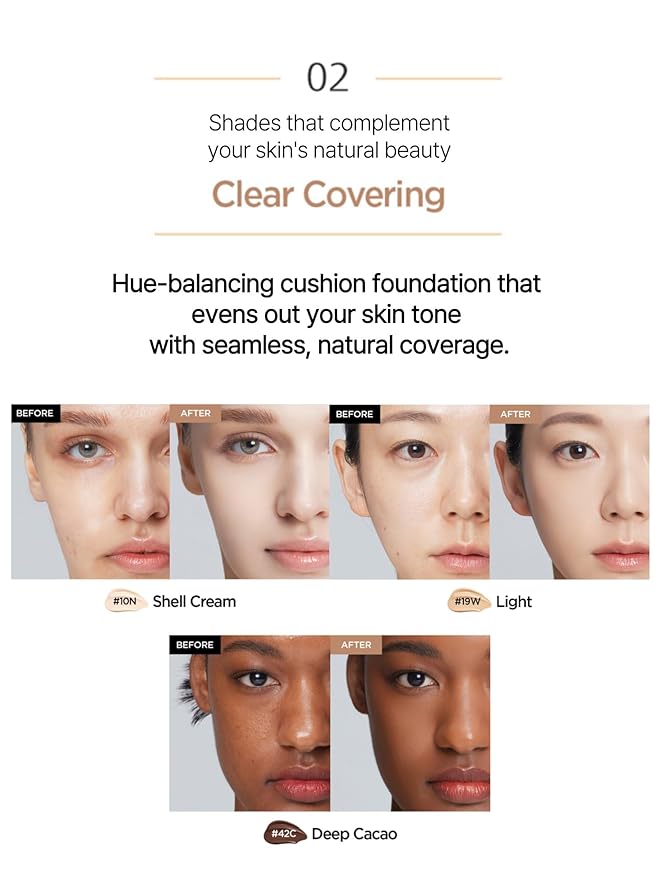 JUNG SAEM MOOL Essential Skin Nuder Cushion | Natural Finish, Buildable Coverage Cushion Foundation by Korean Makeup Artist (Refill Not Included, 0.49 Fl Oz), 21W Medium