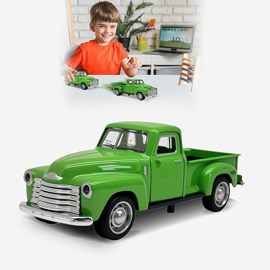 Little Green Truck Toy for Toddlers 2 3 4 5 6 7 8 Year Old Boys Girls,1:32 Alloy Toddlers Car Toy Driveable,Car Door Can Open,Toy Trucks for Kids Easter Christmas Birthday Gifts