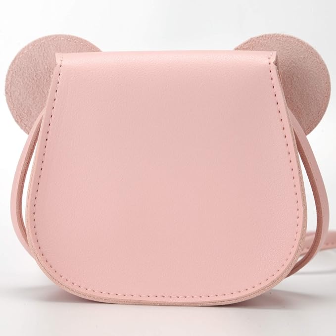 Little Mouse Ear Bow Crossbody Purse,PU Shoulder Handbag for Kids Girls Toddlers(Pink)