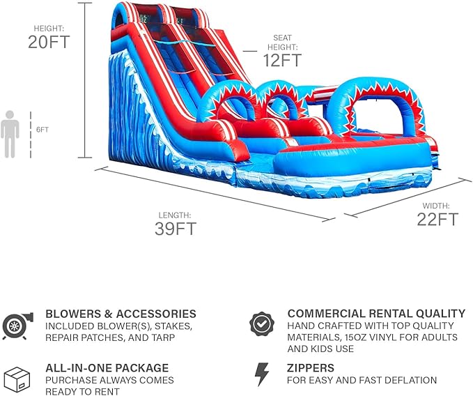 JumpOrange Flash Dual Lane Slide (5 in 1) with POP Out Fun Slip N Slide