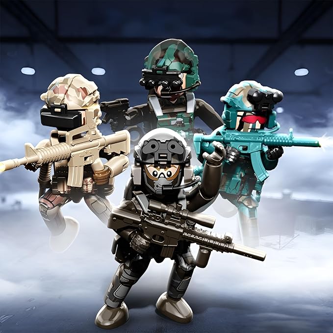 12 PCS Ramdom Military Minifigures People Army Men Modern Soldier Figures(Ramdom 12 figs Included)