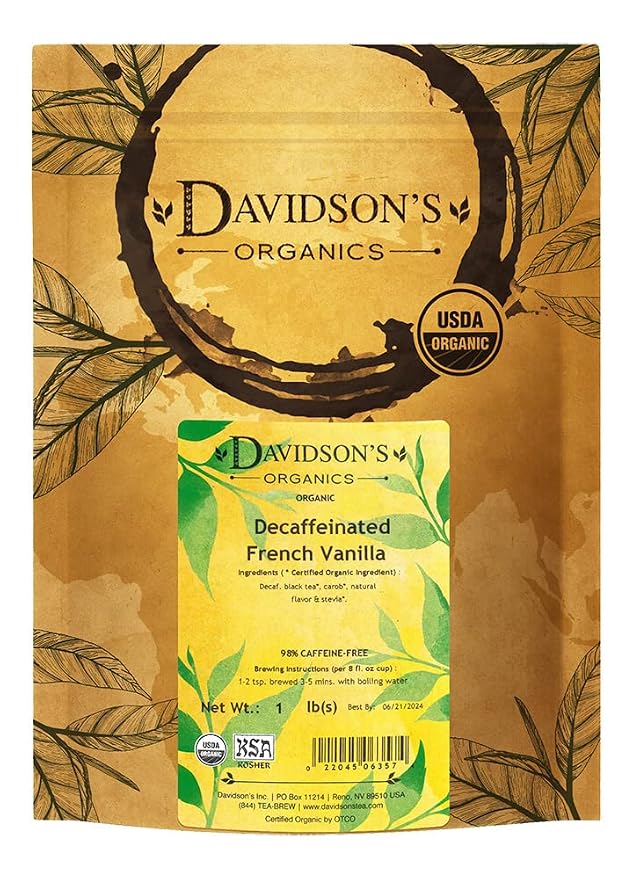 Davidson's Organics, Decaffeinated French Vanilla, Loose Leaf Tea, 16-Ounce Bag