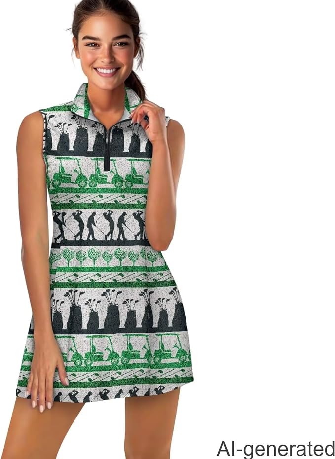 Golf Dress Tennis Dresses for Women with Built in Shorts and Pockets Sleeveless Athletic Dress Workout Dress