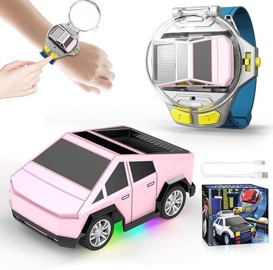 Watch Remote Control Car Toy, 2.4 GHz Mini RC Cars Watch Toy with LED Lights USB Charging Wrist Controlled Small Racing Car Interactive Game Toys for Kids Boy Girl Birthday Christmas