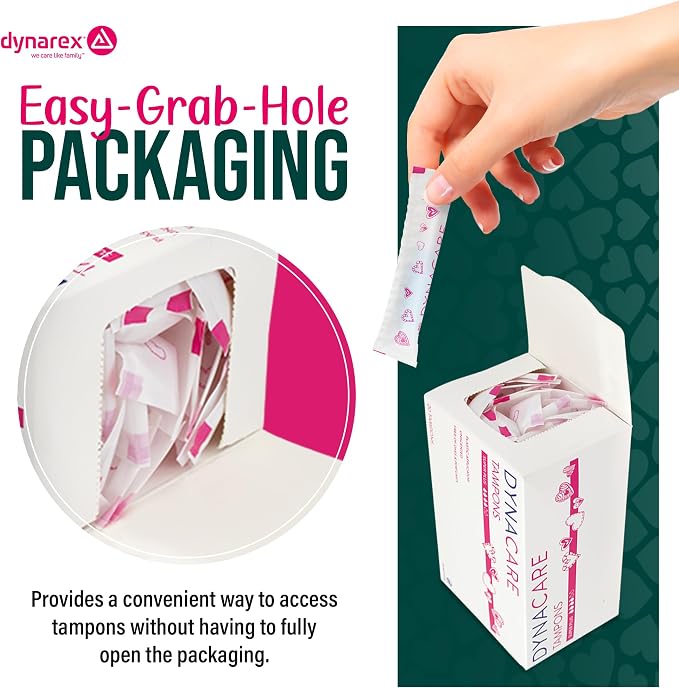 Dynarex Super Plus Tampons – Bulk Feminine Hygiene Product with Plastic Applicator – 6 Hour Protection – 10 Boxes of 20 Total Tampons