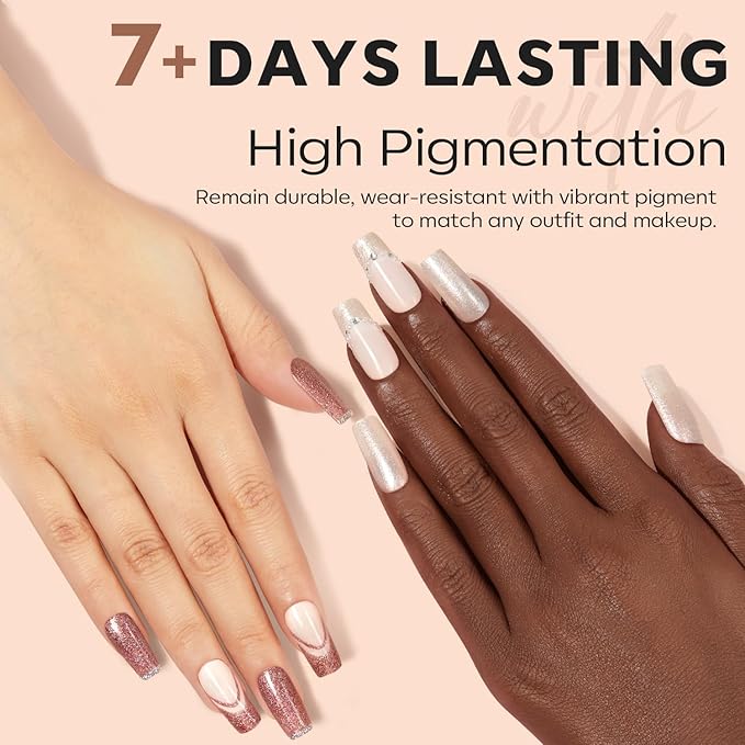 modelones Fall Nail Polish Set, 6 Colors Nude Brown Orange Metallic Bronze Quick Dry Mini Nail Lacquer Kit Shimmer Nail Art DIY Home Salon Manicure Gifts for Women Girls