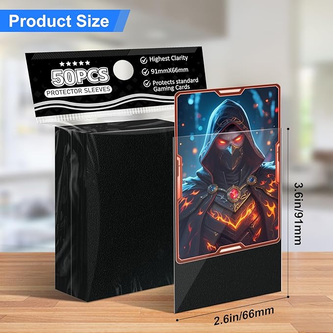 Black Card Sleeves Fit for MTG, 300 Pack Perfect Fit Standard Card Sleeves for Trading Cards Sports Cards Baseball Cards TCG, Sturdy and Nice Shuffling