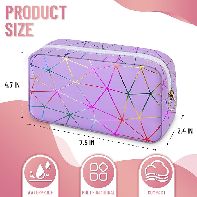 Tampon Holder for Purse Period Bag Waterproof Geometric PU Sanitary Napkin Storage Bag Portable Menstrual Cup Pad Pouch Cute Makeup Bag Feminine Gift Vibrant Purple