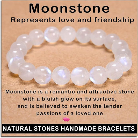 AD Beads Handmade Gemstone Stretch Elastic Bracelet Crystal Healing Reiki Nature's Beauty and Spiritual Essence Unisex